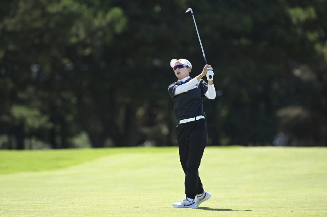 Kim Hyo-joo of South Korea watches her shot during the final round of the FreeD Group Women's Scottish Open at Dundonald Links in Ayrshire, Scotland, on Sunday. (LPGA Tour)