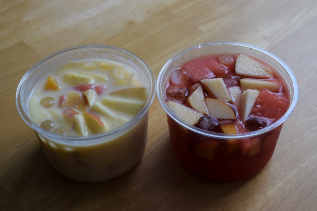 Small bowls of spoon hwachae (left) and omija hwachae are served at cafe Spoon in Jongno, central Seoul. (Kim Hae-yeon/The Korea Herald)