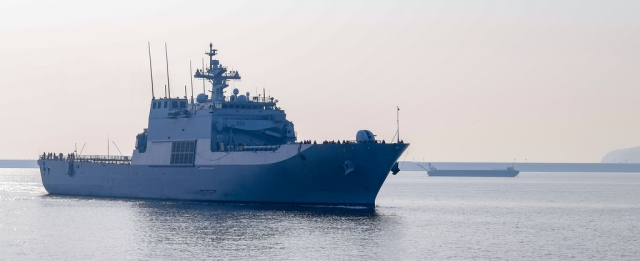 This undated photo, released on Wednesday, shows the Cheonjabong landing ship. (Republic of Korea Navy)