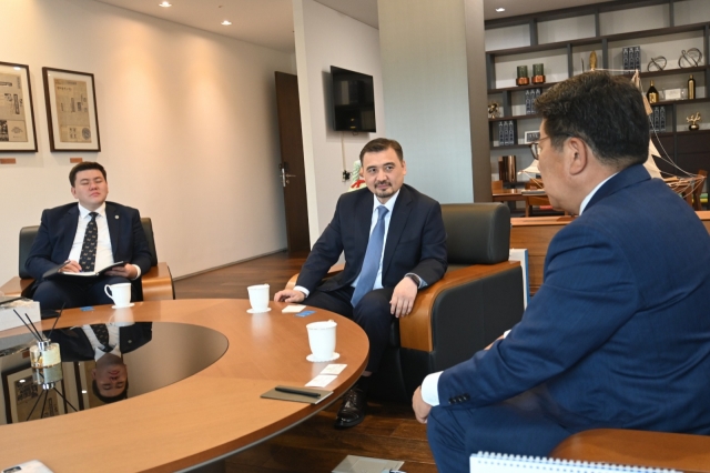 Kazakhstan's new ambassador to Korea Nurgali Arystanov speaks in an interview with The Korea Herald at The Korea Herald headquarters in Yongsan-gu, Seoul on August 10. (Sanjay Kumar/The Korea Herald)