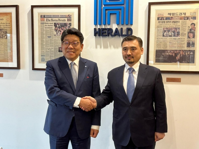 Kazakhstan's new ambassador to Korea Nurgali Arystanov speaks in an interview with The Korea Herald at The Korea Herald headquarters in Yongsan-gu, Seoul on August 10. (Sanjay Kumar/The Korea Herald)