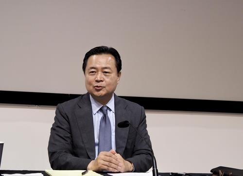 South Korean Ambassador to the United States Cho Hyun-dong speaks while meeting with reporters in Washington on Aug. 24. (Yonhap)