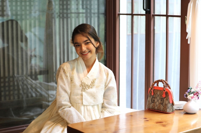 Anushka Sen poses at Jeonju Hanok Village while attending the Jeonju International Sori Festival (Asia Lab)