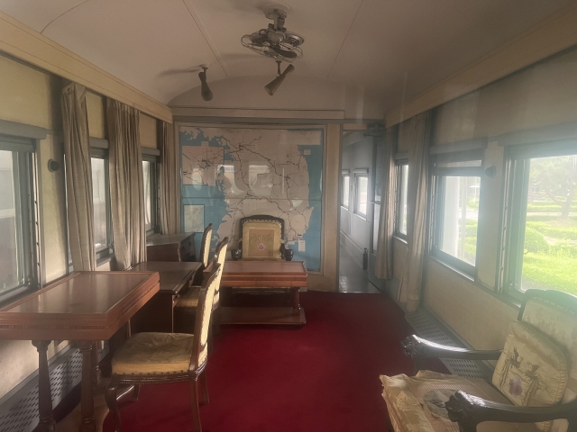 The interior of the coach used by the UNC commander in Korea. Originally built in 1936, it was renovated in 1958 for use by the UN forces stationed in Korea. (Kim Hae-yeon/ The Korea Herald)