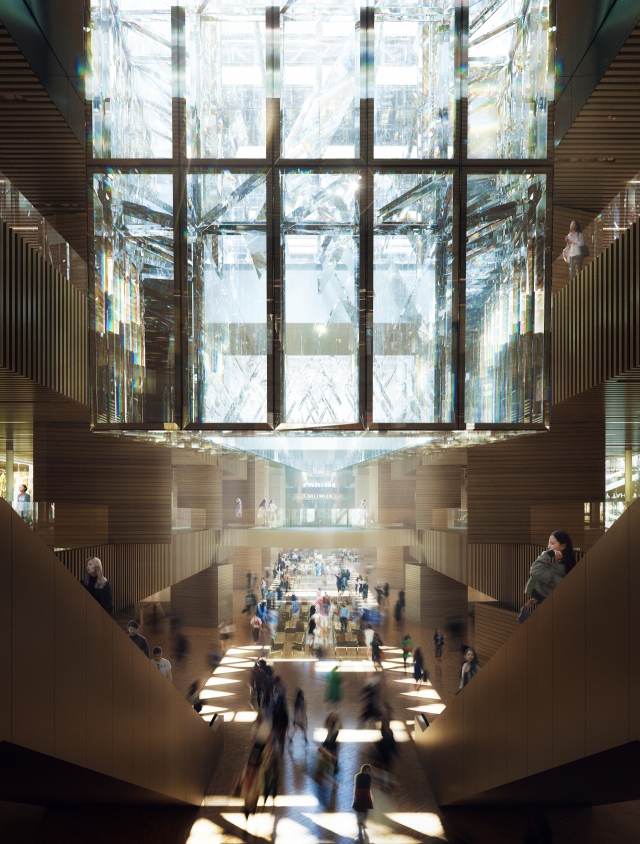 A rendering of the inside of Lightwalk, Gangnam International Transit Center in Seoul (Luxigon_Dominique Perrault Architecte_ADAGP)