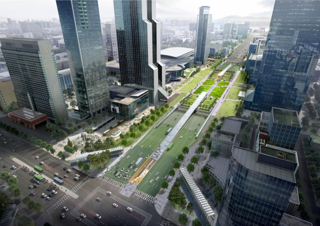 A rendering of Lightwalk, Gangnam International Transit Center in Seoul (Luxigon_Junglim_Dominique Perrault Architecte_ADAGP)