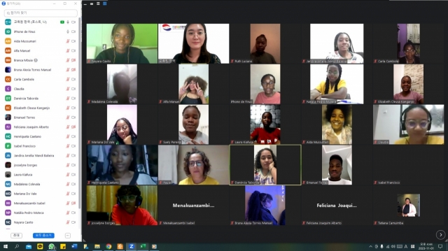 A screenshot of an online Korean class for Angolan students (Photo provided by Yoon Seyi)