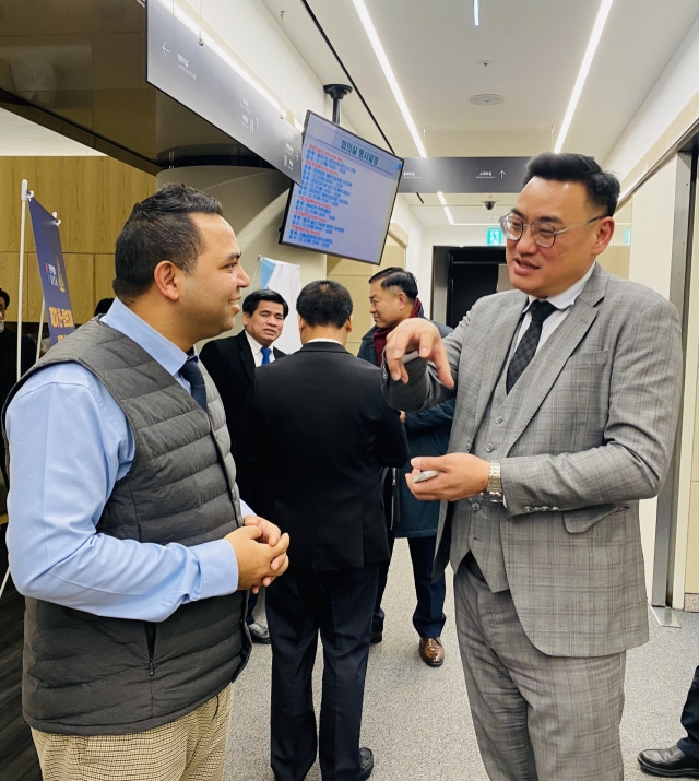 Adrian Chen, Director of Business Development at Belt Road Capital Management speaks about business and investment opportunities for Korean companies during an interaction with Korea Herald at the 2nd Cambodia-Korea Business and Investment Forum at the Trade Tower in Gangnam-gu, Seoul on Thursday. (Sanjay Kumar/The Korea Herald)