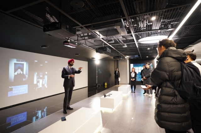 World Bank President Ajay Banga speaks at a media briefing held at the Global Knowledge Exchange & Development Center in northern Seoul, Thursday. (World Bank)