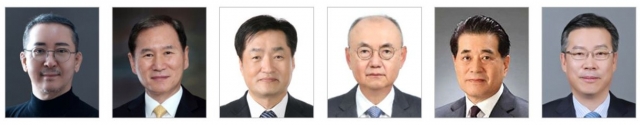 Former LG Energy Solution CEO Kwon Young-soo, Korea National Oil Corp. CEO Kim Dong-sub, Posco Holdings New Experience of Technology Hub Director Kim Ji-yong, Hyundai Steel Vice Chairman Woo Yoo-cheol, former Posco President Chang In-hwa and former Posco Holdings President Chon Jung-son (Posco Holdings)