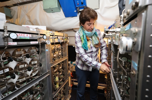 This photo shows the inside of NASA's DC-8 jetliner, an air-quality research aircraft also dubbed as the 