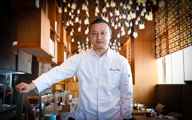 Executive chef Damien Selme poses for photos at Park Hyatt Seoul's Cornerstone in Gangnam-gu, southern Seoul, on March 14. (Lee Sang-sub/The Korea Herald)