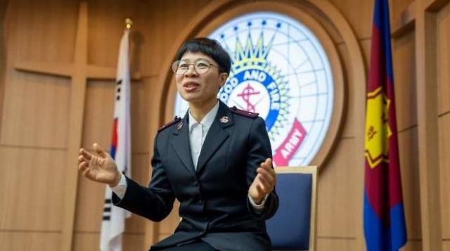 Sovan Meta, a lieutenant in the Salvation Army’s Korea Territory, at the commissioning ceremony held at the Salvation Army’s church in Gwacheon, Gyeonggi Province on Jan. 20. (Salvation Army Korea Territory)