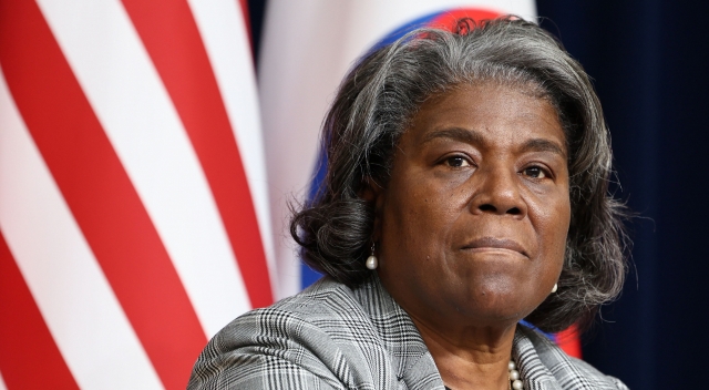 Linda Thomas-Greenfield, United States Ambassador to the United Nations, holds a news conference at the American Diplomacy House in Seoul on Wednesday, marking the conclusion of her four-day trip to South Korea. (Yonhap)