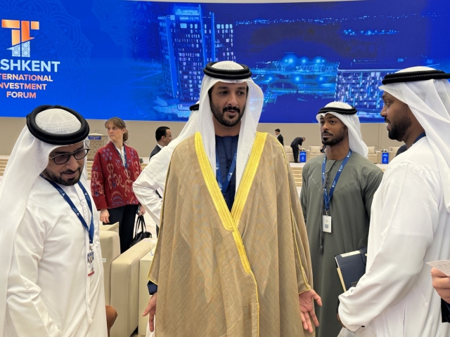 UAE Minister of Economy, Abdulla Bin Touq Al Marri attends the Tashkent Investment Forum held at Tashkent City Congress Hall in Tashkent on Thursday. (Sanjay Kumar/The Korea Herald)