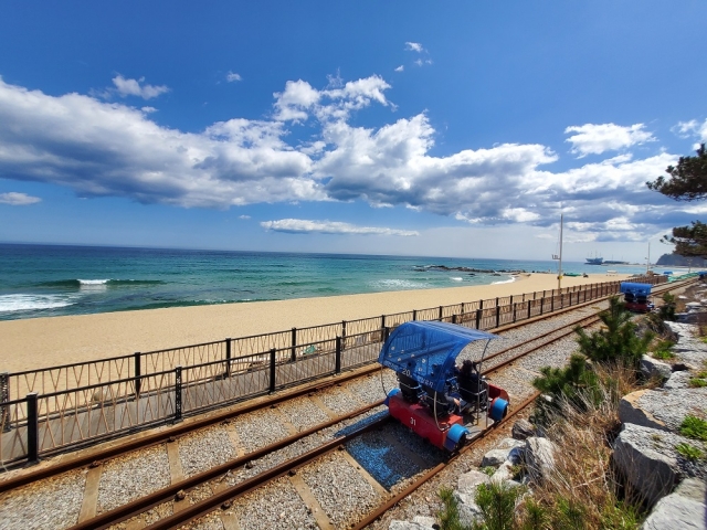 Jeongdongjin Railbike in Gangneung, Gangwon Province (Korail Tourism Development)