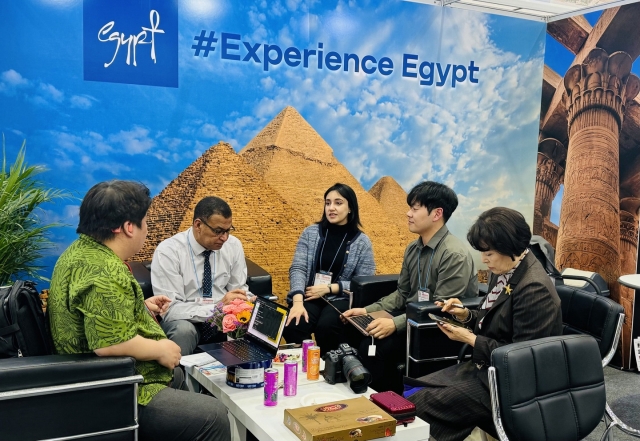 Mohamed Younes, Director at the Egyptian Tourism Authority attends Seoul International Tourism Fair at the Coex exhibition hall in southern Seoul on Thursday.(Sanjay Kumar/ The Korea Herald)