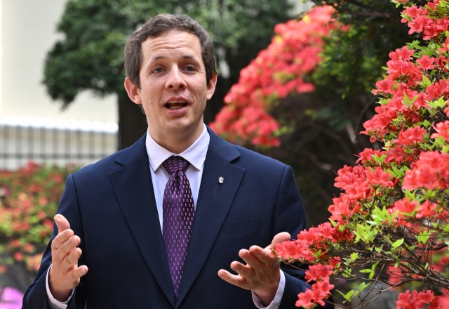 Michal Emanovsky, director of the Czech Center Seoul, poses for a photo ahead of an interview with The Korea Herald at his office in Seoul on April 17. (Im Se-jun/The Korea Herald)