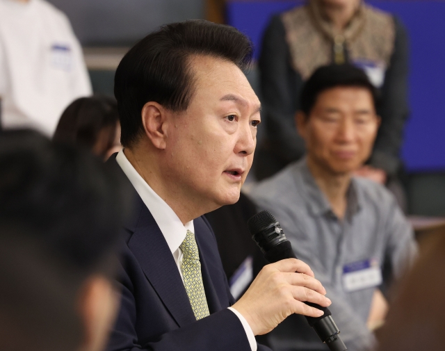 President Yoon Suk Yeol speaks during the 25th policy debate held in Seoul on Tuesday. (Pool photo via Yonhap)