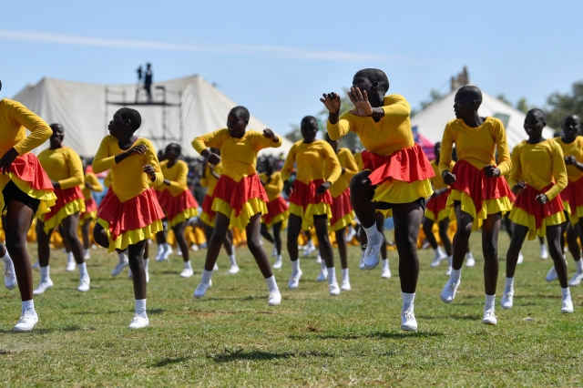 People celebrate the country's 44th Independence Day in Murambinda, Zimbabwe on April 18, 2024. (EPA)