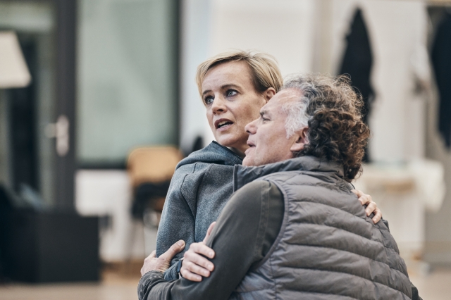 Tenor Roberto Sacca (right) and soprano Rachel Nicholls participate in a practice session for the opera 