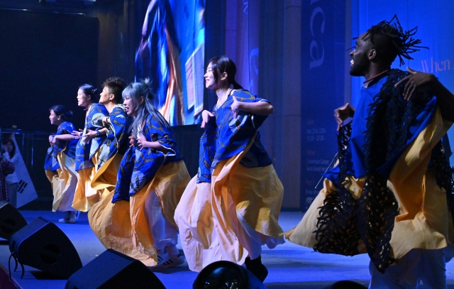 African Dance Company TAGG performs during the Africa Day 2024 Korea Business Forum at the Swiss Grand Hotel on Thursday. (Im Se-jun/The Korea Herald)