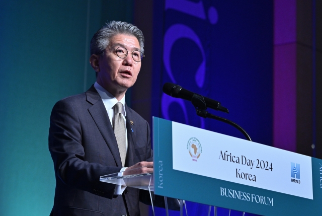 Seoul’s Vice Minister of Foreign Affairs Kim Hong Kyun speaks at the Africa Day 2024 Korea Business Forum held Thursday in Seoul. (Im Se-jun/The Korea Herald)