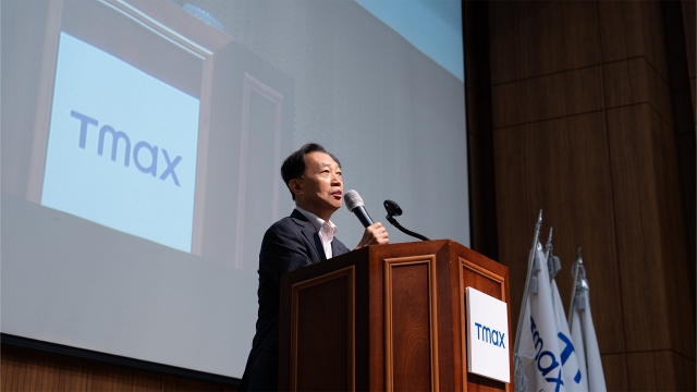 Park Dae-yeon, chief technology officer of Tmax, speaks at the company's 27th anniversary ceremony held in Seongnam, Gyeonggi Province, Monday. (Tmax Group)