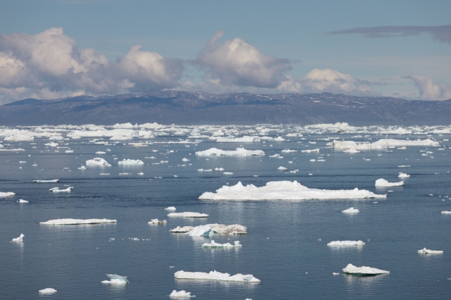 Icebergs float around a melting glacier in Greenland's Ilulissat Icefjord. (Getty Images)