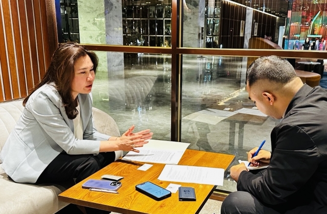 Kazakhstan’s Deputy Minister of Foreign Affairs, Nazira Nurbayeva speaks in an interview with The Korea Herald at Mondrian Seoul Itaewon in Yongsan-gu, Seoul. (Sanjay Kumar/The Korea Herald)