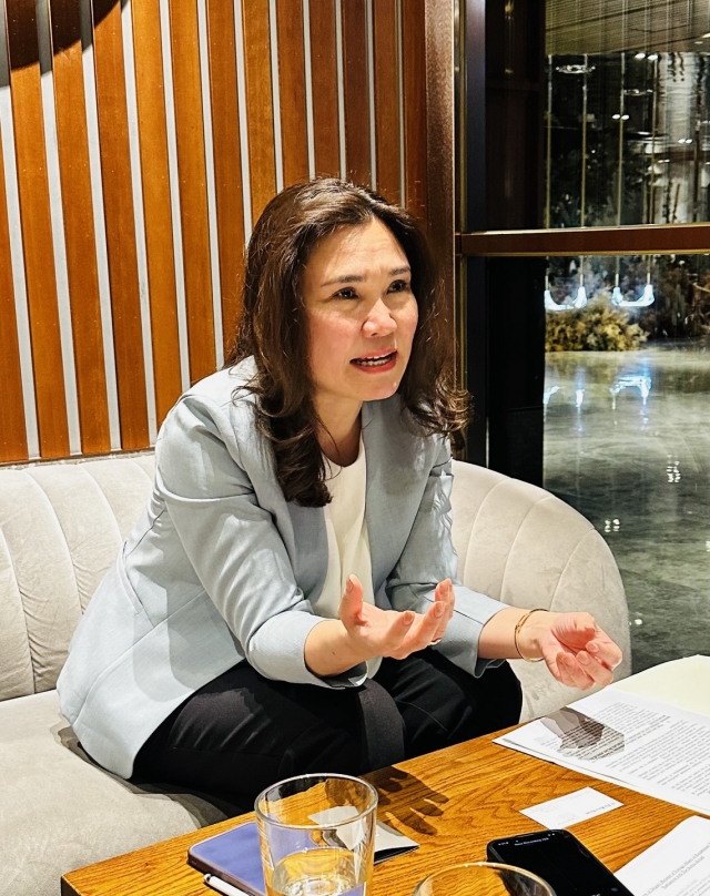 Kazakhstan’s Deputy Minister of Foreign Affairs, Nazira Nurbayeva speaks in an interview with The Korea Herald at Mondrian Seoul Itaewon in Yongsan-gu, Seoul. (Sanjay Kumar/The Korea Herald)