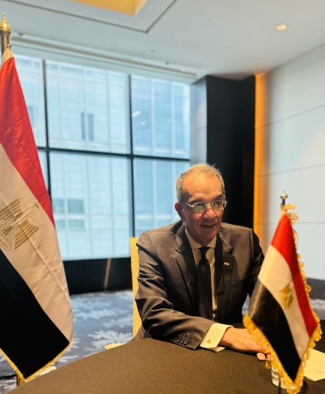 Egypt’s Minister of Communications and Information Technology, Amr Talaat speaks in an interview with The Korea Herald at Conrad Seoul in Yeongdeungpo-gu, Seoul on Wednesday. (Sanjay Kumar/ The Korea Herald)