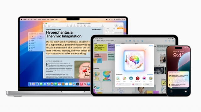 Apple introduces Apple Intelligence, its first artificial intelligence system for the iPhone, iPad and Mac, at the Worldwide Developers Conference in Cupertino, California, Monday. (Apple)