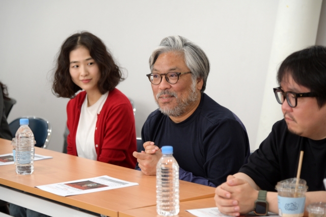 From left, actor Kang Min-ji, director Yoon Han-sol and actor Koo Do-kyun attend a press conference at the National Theater Company of Korea. (National Theater Company of Korea)