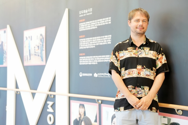 Playwright Ben Weatherill poses for a photo at the Modu Art Center in Mapo-gu, Seoul. (Creative Table Suk Young)