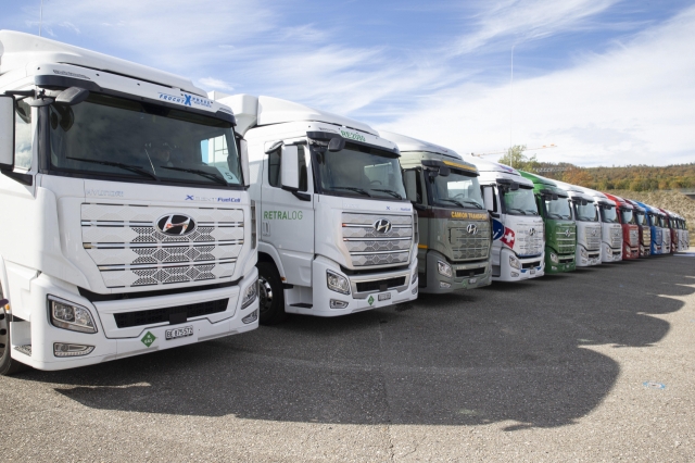 Xcient Fuel Cells, Hyundai Motor Company's hydrogen-powered trucks, in Switzerland (Hyundai Motor Company)