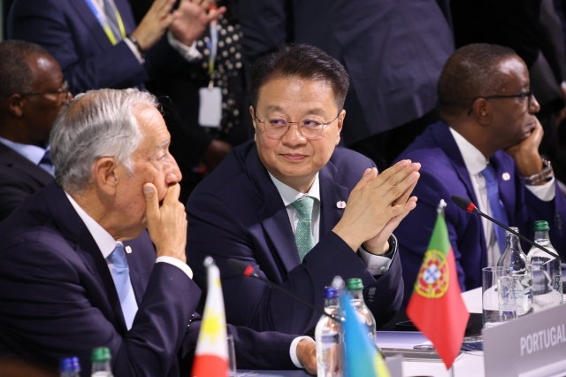 Government Policy Coordination Minister Bang Ki-seon (center) attends the Summit on Peace in Ukraine in Burgenstock, Switzerland. (Prime Minister Office)