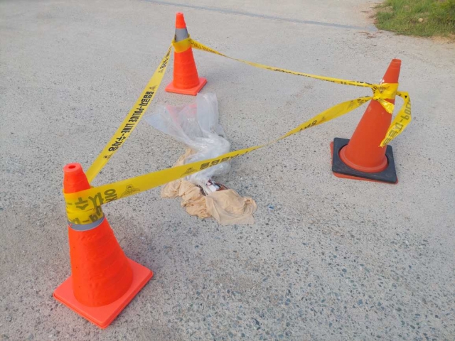 A balloon presumed to be sent from North Korea has been found in Hongcheon, Gangwon Province, Wednesday. (Yonhap)