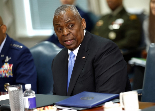 US Secretary of Defense Lloyd Austin speaks at the Pentagon on Tuesday in Arlington, Virginia. (Getty Images)