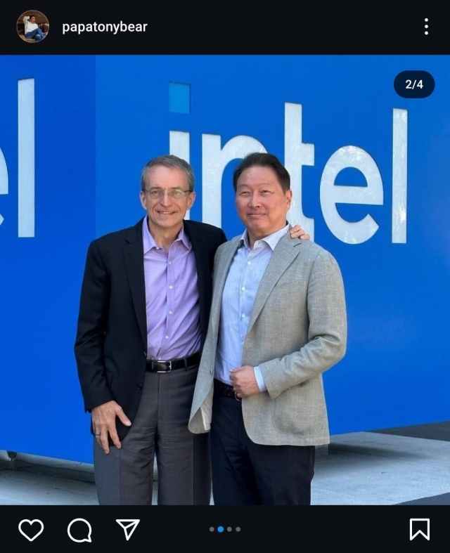 SK Group Chey Tae-won poses with Amazon CEO Andy Jassy at Amazon's headquarters in Seattle, Washington, in this photo posted on Chey's Instagram on July 1.