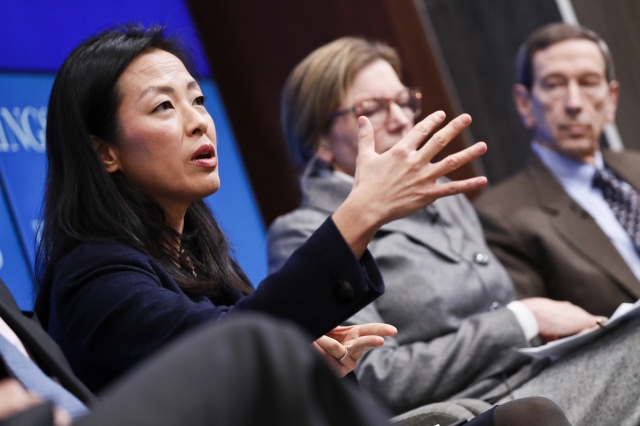 Jung Pak (far left) speaks during a discussion on the Trump-Kim summit in Hanoi hosted by the Center for East Asia Policy Studies at Brookings in Washington DC in March 2019. (Brookings Institution)