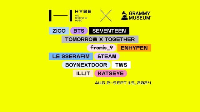 Promotional poster for Hybe's exhibition in Los Angeles hosted by Grammy Museum (Grammy Museum)