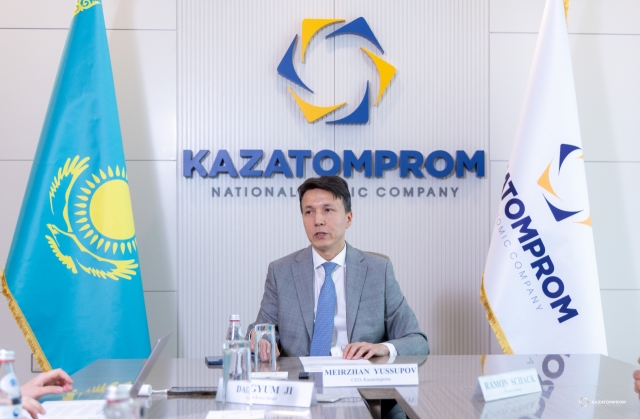 Meirzhan Yussupov, CEO of Kazatomprom, speaks during an interview with The Korea Herald at the company's headquarters in Astana, Kazakhstan, on July 3. (Kazatomprom)