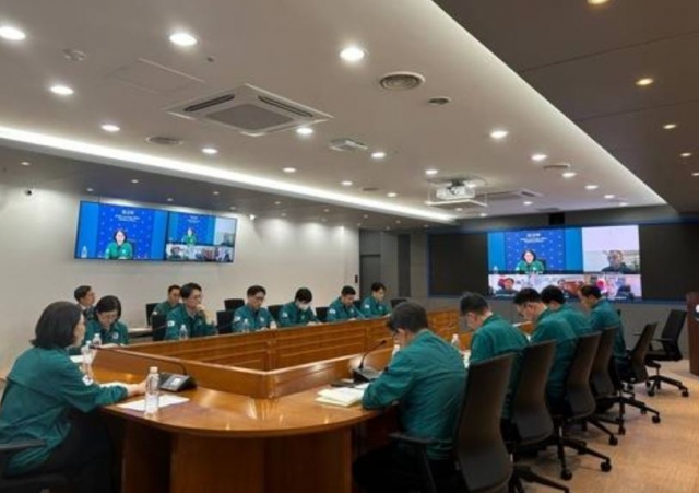 This photo provided by the foreign ministry on Aug. 4, 2024, shows a ministry meeting held to review the security situation in the Middle East and measures for the safe protection of South Koreans in the region. (Yonhap)