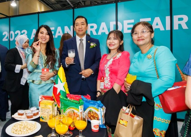 ASEAN food and beverage company executives are seen during the ASEAN Trade Fair 2023 at Coex in Seoul (ASEAN-Korea Centre)