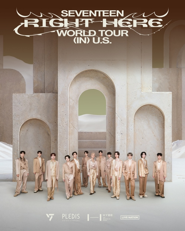 Poster of Seventeen's world tour “Seventeen [Right Here] World Tour” to kick off in October (Pledis Entertainment)