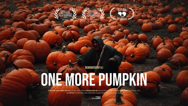 Poster for AI-generated short movie 'One More Pumpkin' (Studio Freewillusion)