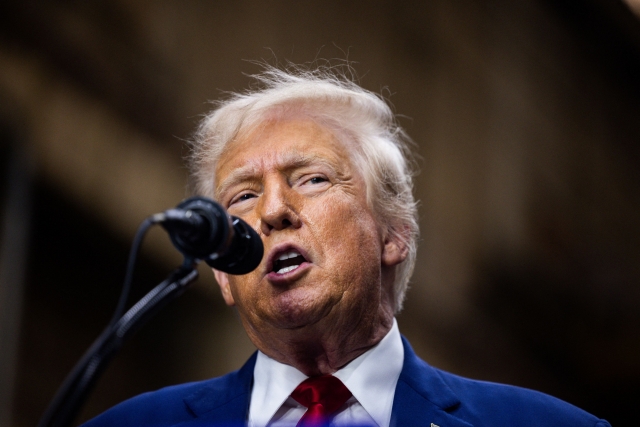 Republican presidential nominee and former President Donald Trump attends a campaign event in York, Pennsylvania, on Monday. (AFP)