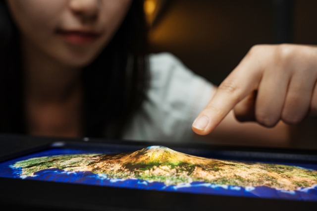 Samsung Display exhibited its stretchable micro-LED display panel at this year's International Meeting on Information Display symposium held at Jeju International Convention Center on Wednesday. (Samsung Display)