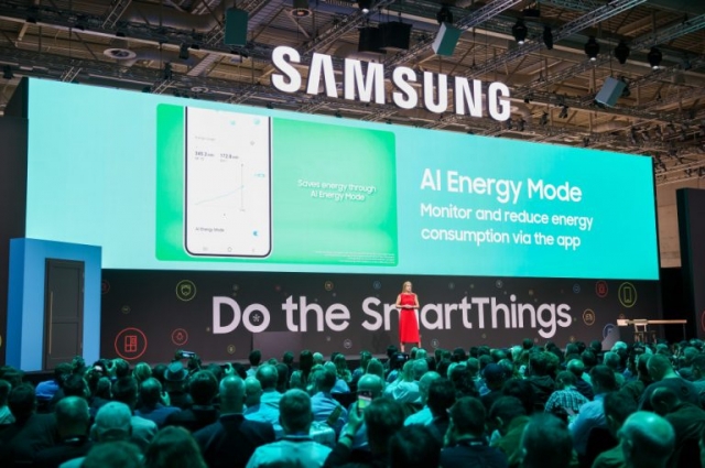 This file photo provided by Samsung Electronics shows the company's keynote presentation at IFA 2023 in Berlin on Aug. 31, 2023. (Samsung)